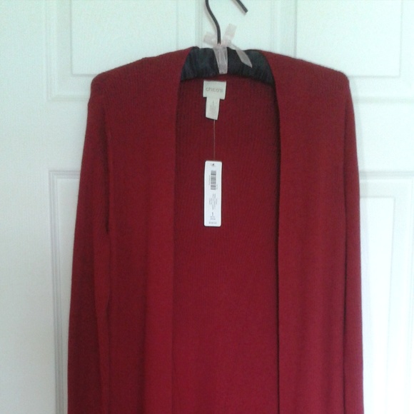 Chico's Sweaters - CHICO'S midi long sleeve burgundy cardigan NWT